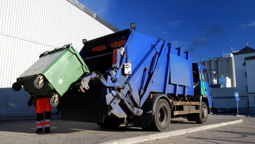 Construction debris and clearance activity in Luton